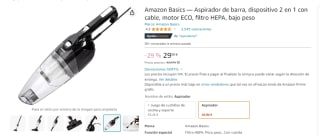 Aspirador de barra, dispositivo 2 en 1 con cable amazon basics por 29,90€