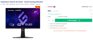 ViewSonic XG272-2K-OLED 27" monitor voor €599 bij Azerty