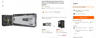Fuente Alimentación Seasonic Prime Fanless TX-700 700W 80 Plus Titanium Modular por 119,68€