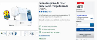 Máquina de coser profesional computarizada por 134,99€