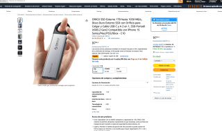 ORICO SSD Externo 1TB hasta 1050 MB/s a tan solo 77,99€