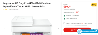 Impresora HP Envy Pro 6430e + 6 meses INSTANK INK por 99,99€