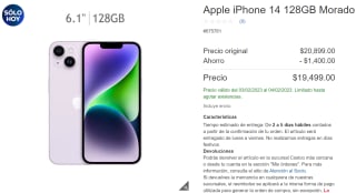 iPhone 14 128GB a $19,499 en Costco