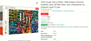 World of Harry Potter, Through the Movies puzzel van 1500 stukjes voor €12,44 bij Amazon