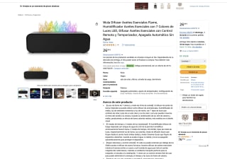 Difusor Aceites Esenciales Humidificador con 7 Luces LED por solo 16,19€