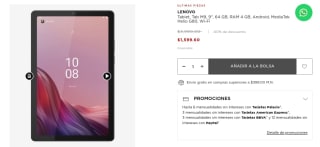 Tablet Lenovo Tab M9 64GB por $1,600 en El Palacio de Hierro