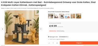 Katten krabpaal met huisje 102 x 43 x 43 cm voor €19,99 bij Ocahma