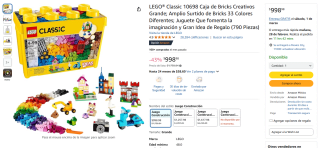 LEGO Classic Caja de Bricks Creativos Grande $999 | Amazon