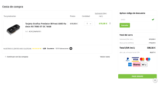 Acer Predator BiFrost AMD Radeon RX 7800 por 500,56€