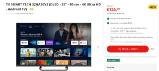 Television SMART TECH 32HA20V3 4K Ultra HD - Android TV por 126,99€