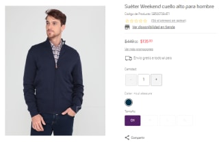 Sueter Weekend para Hombre Talla CH por $135 en Suburbia