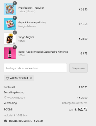 €20 korting bij besteding vanaf €80 bij Two Chefs Brewing