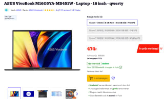 Asus VivoBook M1605YA-MB451W 16" laptop (QWERTY) voor €474 bij Bol