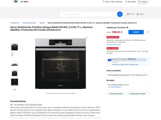 Horno Multifunción Pirolítico Hisense BI64213E14PX 3,5 kW 77 L Apertura Abatible por 288,43€
