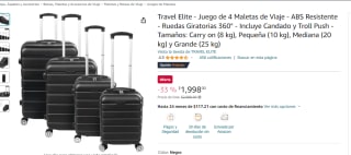 Juego de 4 Maletas Travel Elite ABS Resistente por $1998