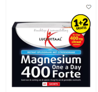 1+2 Gratis op alle Lucovitaal Magnesium bij Kruidvat