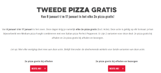 2e pizza gratis bij Dominos
