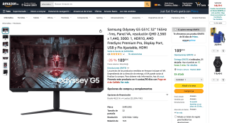 Monitor Samsung Odyssey G5 32" por 189€