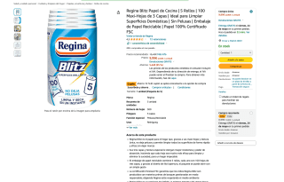 Regina Blitz Papel de Cocina 5 Rollos a tan solo 7,99€