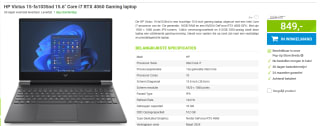 HP Victus 15-fa1035nd 15.6" Core i7 RTX 4060 Gaming laptop voor €849 bij Megekko