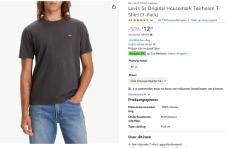 Levi's® The Original T-shirt voor €12,50 bij Amazon