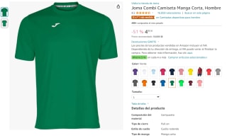 Joma Combi Camiseta Manga Corta, Hombre tallas (S-L-XL) por 4,99€