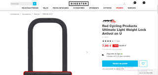 Red Cycling Products Ultimate Light Weight Lock Antivol en U à 7,99€