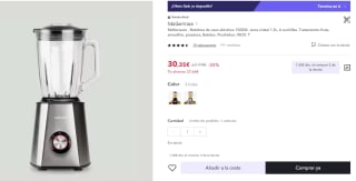 Mellerware Batidora de vaso eléctrica 1500W por 27,35€ (cuenta nueva por 18,35€)