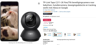 TP-Link Tapo C211-2K Pan/Tilt Beveiligingscamera voor €21,90 bij Amazon