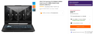 Portátil Gaming ASUS TUF Gaming F15 FX506HF-HN004 Intel Core i5-11400H/16GB/512GB SSD por 599€