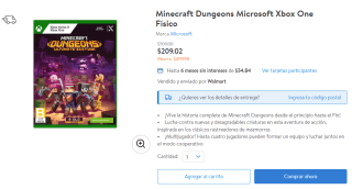 Minecraft Dungeons Xbox One a $209 en Walmart