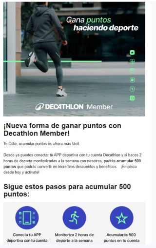 Acumula 500 puntos en tu cuenta Decathlon