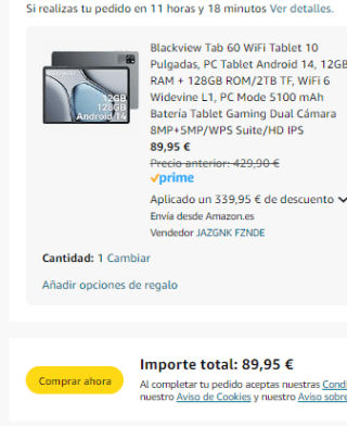 Blackview Tab 60 WiFi 10 Pulgadas, Android 14, 12GB+128GB por 89,95€