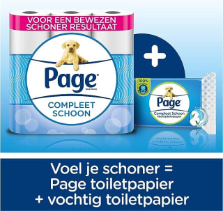 Page Toiletpapier Compleet Schoon 2-laags, 48 stuks, verkrijgbaar voor €17,99 op Amazon.