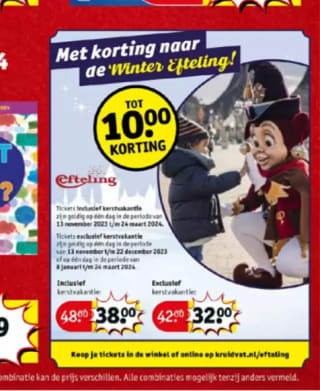 10 euro korting op de tickets voor de Efteling