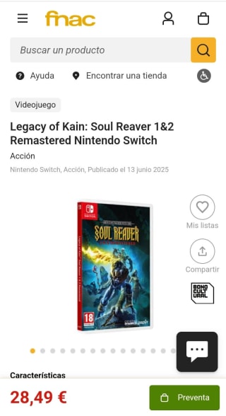 Legacy of Kain: Soul Reaver 1&2 Remastered Nintendo Switch por 28,49€(socios)