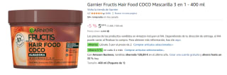 3 Botes de Garnier Fructis Hair Food COCO Mascarilla 3 en 1 - 400 ml por 11.08€