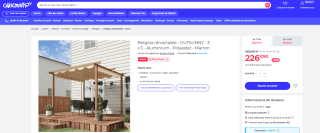 Pergola rétractable - OUTSUNNY 3 x 3 Aluminium Polyester Marron à 226,90€
