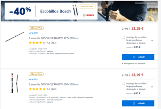 Norauto 40% descuento en escobillas Bosch