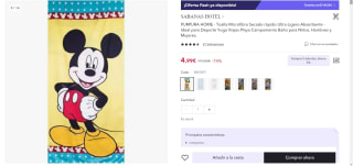 Toalla grande Disney, Mickey por 4,99€