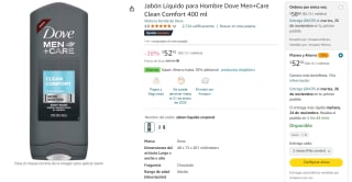 Jabón Líquido Dove Men+Care Clean Comfort por $53 | Descuento Amazon