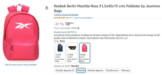 Mochila Berlin 45 cm color rosa marca Reebok por 18,99€