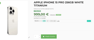IPhone 15 Pro 256GB Blanco Titanio por 999€