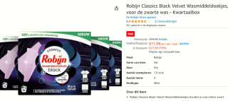 Robijn Classics Black Velvet wasmiddeldoekjes - 4 x 16 wasstrips - voordeelverpakking - 64 wasbeurten voor €11,98 bij Amazon