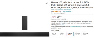 Hisense HS2100 soundbar luidspreker voor €85,05 bij Amazon