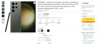 Samsung Galaxy S23 Ultra 256GB por $16,890 en Amazon