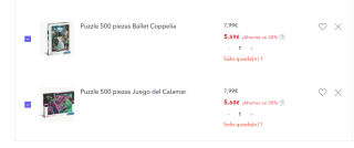 Recopilación de puzzles de 500 piezas por 5,59€ cada uno, marca Clementoni