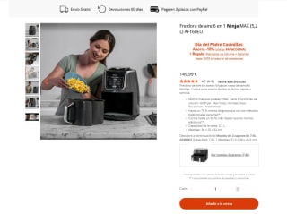 Freidora Ninja Air Fryer MAX 5.2L AF160EU por solo 134,99€