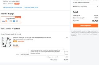 Aspiradora inalámbrica Proscenic Vactidy V9 25KPa 250W por solo 68,43€