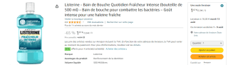 Listerine - Bain de Bouche Quotidien Fraîcheur Intense à 1,67€